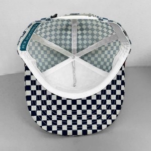 Wholesale Custom Checkered Snapback Embroidered Leather Patch Trucker Cap Structured 5 Panel Adjustable <b>Flat</b> Bill Mesh <b>Hat</b> - Product Image 4
