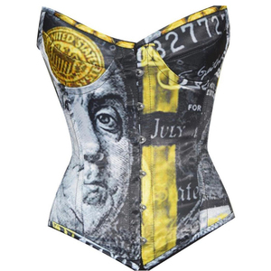 Black Dollar Bill Haute Compression Effet Gainant Ferme 100% Coton Respirant Écologique Satin Rivets à Trous Triple Couche Baleines en Acier - Product Image 4