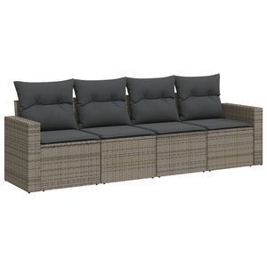 Dark Grey Garden <b>Sofa</b> Set <b>Outdoor</b> <b>Rattan</b> Cushioned Waterproof Contemporary Style Furniture - Product Image 2