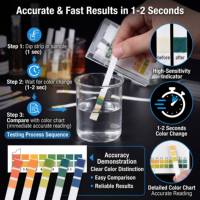 Bandelettes de test de pH universelles 0-14, papier indicateur à gamme complète pour l'eau, la piscine, l'aquarium, le sol, les cosmétiques, 100 bandelettes, résultat précis et rapide