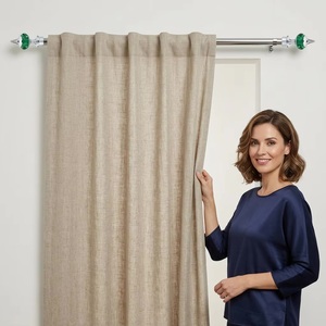 Glam Chrome Finials with Green Crystal Knobs Contemporary <b>Curtain</b> Rod Ends - Product Image 2