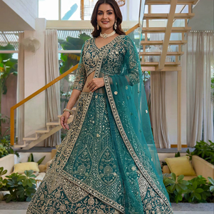Ramdev Trading - Lehenga Choli Dupatta Indio para Mujer, Tradicional, con Bordado de Mariposas, Largo Regular, Materiales Reciclados, para Fiesta - Product Image 1