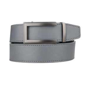 Ceinture Formelle en Cuir Véritable Gris Uni avec Boucle Rectangulaire en Acier Durable Monobloc - Product Image 1