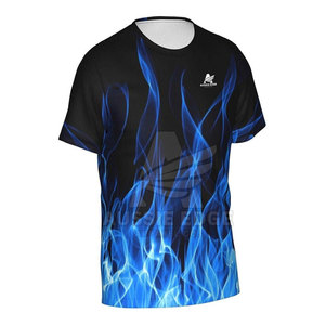 Camiseta de Manga Corta para Hombre, Estampado de Salpicaduras de Agua, Secado Rápido, Corte Ajustado, Cuello Redondo, Informal, Azul, con Patrón, Tejido de Poliéster - Product Image 5