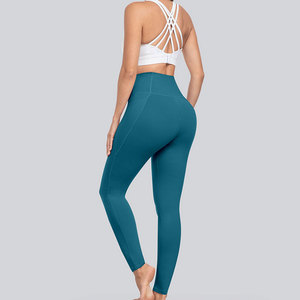 Legging de yoga pour femme à prix de gros, avec poches latérales, assorti à un haut tube, avec logo personnalisé, pour l'aérobic et le yoga - Product Image 2
