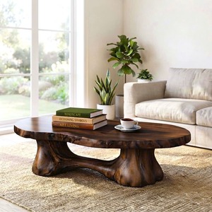 Wholesale Handmade Natural Wood <b>Coffee</b> <b>Table</b> Durable Japandi Wabi-Sabi Decor Organic Modern Live Edge - Product Image 1