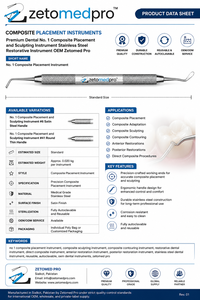 Premium Dental No. Instrument de placement et de sculpture composite en acier inoxydable, instrument de restauration OEM Zetomed Pro - Product Image 2