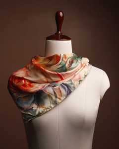 Handmade <b>Large</b> Square <b>Silk</b> Shawl Double-Sided Digital Print Twill with Customized Color for Women-Spring & All-Season Gift - Product Image 3