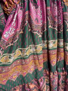 <b>Boho</b> Vintage Eco-Friendly Silk Maxi <b>Dress</b> V-Neck Long Sleeve Elastic Waist Floral Print Loose Fit <b>Summer</b> Beach Wear Nonwoven - Product Image 4
