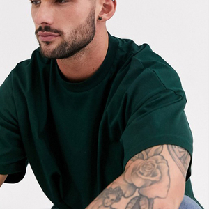 Oversized Long Solid <b>T</b>-<b>Shirt</b> for Men <b>High</b> Quality Short Sleeve Tee <b>with</b> Extended <b>Neckline</b> Cotton Eco-Friendly & Quick Dry - Product Image 3