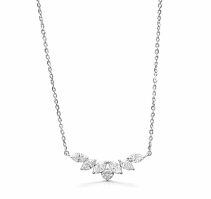 Collier en or massif 14K 18K avec diamants de laboratoire taille marquise et ronde, collier de mariage minimaliste, bijoux de mode certifiés IGI - Product Image 1