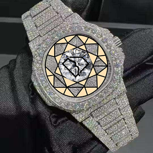 Reloj de lujo para hombre, completamente cubierto de diamantes moissanita VVS1, caja con bisel de diamantes, correa de acero inoxidable. - Product Image 3
