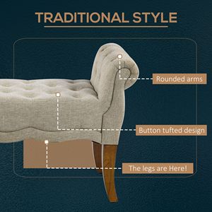 Panca Portascarpe Tradizionale Beige con Braccioli Arrotondati, Trapuntata a Bottoni, per Ingresso, Fondo Letto, Soggiorno, Decorazione Artigianale - Product Image 4