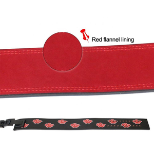Cinturón de Levantamiento de Pesas Ajustable, Resistente y Transpirable, con Patrón de Nubes Rojas, Cuero Vacuno Negro, Protección Profesional, Unisex - Product Image 2