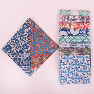 Foulard bandana en coton biologique fait main à imprimé floral artistique, léger, écologique, style bohème, unisexe, pour cheveux et cou - Product Image 2