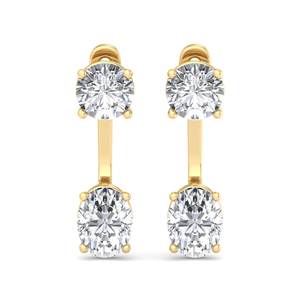 Pendientes de lujo en oro rosa con diamantes de corte redondo y ovalado, minimalistas, dos en uno, estilo gota, joyería de moda para mujer. - Product Image 6