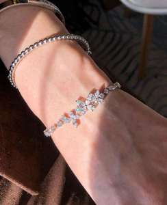Bracelet en argent sterling avec moissanite pour femme, bijoux fins, alternative au diamant, idée cadeau pour fiançailles et mariage, vente en gros - Product Image 1
