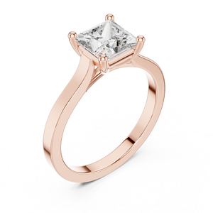 Ensemble de bagues solitaires classiques taille princesse en or rose 18 carats plaqué rhodium, certifiées, pour fêtes, mariages et cadeaux de luxe - Product Image 2
