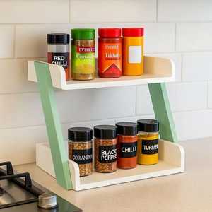 Étagère murale à 3 niveaux en bois brun foncé pour épices, organisateur de cuisine suspendu, support de rangement pour bouteilles et bocaux à condiments - Product Image 5