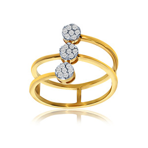 Bague en diamant Spiral Sensation Trinity Spark, diamant cultivé en laboratoire, coupe ronde, design trio, 0,30 CTW, or jaune 18 carats - Product Image 1