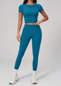 High Waist Full Length Solid Color <b>Knitted</b> <b>Leggings</b> Stretchy Breathable Eco-Friendly 220g Women's Sporty All Seasons Spandex - Product Image 3
