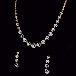 SATVIK RATNA Ensemble de collier de luxe en diamant naturel certifié IGI E-f VVS-VS taille brillant, or rose 14 carats plaqué rhodium pour femme - Product Image 1
