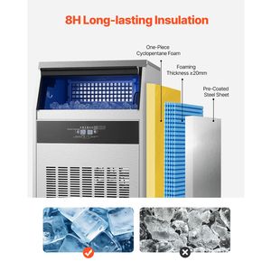 Commercial 200lbs/24H <b>Ice</b> Maker <b>Machine</b> 66lbs Storage Capacity 108 Cubes 15 Minutes New LED Display 500kg Drain Pump Included - Product Image 5