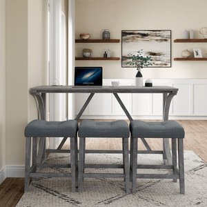 Juego de Mesa de Desayuno Industrial de 4 Piezas, Muebles de Bar con Sillas y Tomacorriente para Comedor y Sala de Estar - Product Image 5