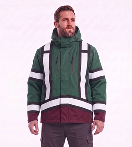custom reflective safety jacket men high visibility <b>neon</b> coral <b>pink</b> workwear waterproof windproof warm padded bomber coat <b>top</b> - Product Image 2