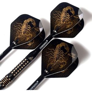 Juego de Dardos con Punta de Acero con Estuche de Lujo, Serie Black Scorpion, 6 Piezas, Eje y Plumas de Nailon - Product Image 2