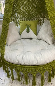 Columpio doble de macramé verde para patio, columpio de patio, columpio de macramé, macramé colgante - Product Image 2