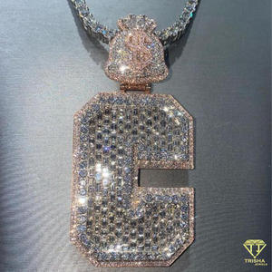 Pendentif personnalisé lettre « G » en moissanite, collier hip-hop plaqué or, bijoux rappeur bling-bling, cadeau - Product Image 5