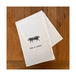 Simple rayé Beige couleur GOTS certifié brodé absorbant personnalisé Golf suspendu cuisine 100% torchons en coton biologique - Product Image 2