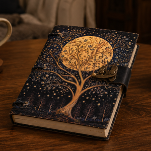 <b>A5</b> Tree Moon Handmade Paper Journal | Eco Friendly Hardcover Lock Diary <b>Notebook</b> with Artistic Nature Design Gift Set Writing - Product Image 5