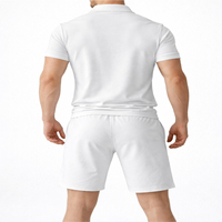 Ensemble de vêtements de style streetwear pour hommes en coton 100% pur, respirant, tricoté, uni, été, deux pièces, polo et short de golf