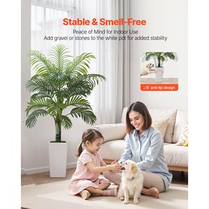 Grand palmier artificiel Areca blanc de 1,5 m pour extérieur, plante tropicale artificielle en soie avec pot, idéal pour la décoration au sol - Product Image 3