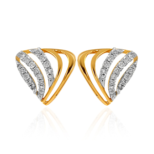 Pendientes de Diamantes Radiant Swirl, Pendientes de Diamantes de Oro Amarillo de Lujo para Mujer, Corte Baguette, Color G, Uso Diario, Diseño Geométrico - Product Image 1