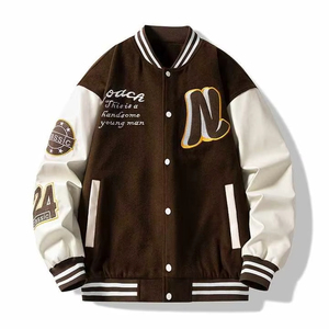 Custom Logo Wool Chenille Embroidery Baseball Letterman <b>Jackets</b> <b>Men</b> Vintage Blank Orange <b>Leather</b> Sleeve Varsity <b>Jacket</b> <b>jackets</b> - Product Image 3