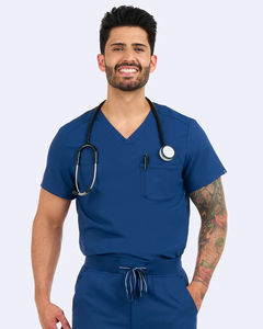 Conjunto de Uniformes Médicos Multicolor, Estilo Jogger, Top de Manga Corta con Cuello en V y Pantalones con Bolsillos - Product Image 4