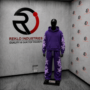 Ensemble de survêtement pour homme avec motif étoile violette, sweat-shirt à capuche et pantalon de jogging, streetwear, pull à capuche, pantalon de survêtement assorti, deux pièces - Product Image 3