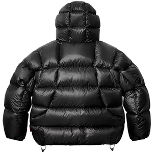Veste matelassée à capuche unisexe noire, fermeture éclair, coupe-vent, vêtements d'hiver décontractés, rembourrage en coton, coupe régulière épaisse, écologique - Product Image 2
