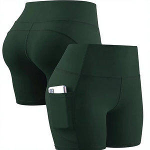 Shorts de sport pour femmes de haute qualité, personnalisables avec logo, 2-en-1, pour entraînement, yoga et course, motif uni, taille mi-haute, style cycliste - Product Image 1