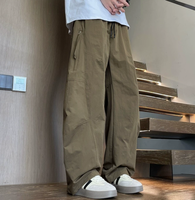 Pantalon décontracté surdimensionné pour homme, grande taille, respirant, ample, à jambes larges, pour activités de plein air, avec poches latérales zippées