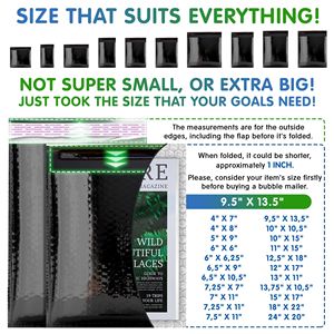 Pacchetto 200 nero metallizzato imbottito bollettini a bolle 9.5X13.5 pollici impermeabili oggetti fragili buste di spedizione lamina luminosa - Product Image 4