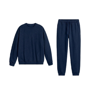 Conjunto Deportivo Unisex 2026, Sudadera de Cuello Redondo y Pantalones Largos de Algodón Azul, Color Sólido, Estilo Casual para Otoño, Corte Regular - Product Image 3