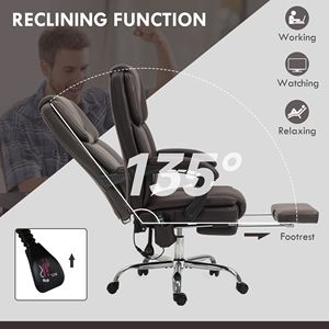 Sedia da Ufficio Ergonomica in Pelle PU Marrone, Confortevole, Riscaldata e Massaggiante, con Altezza Regolabile per Uso in Palestra - Product Image 6