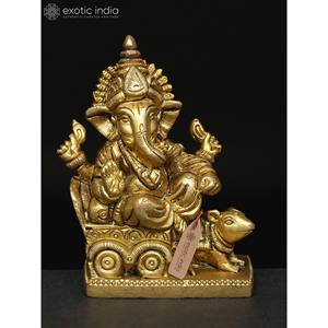 รูปปั้นพระพิฆเนศทำด้วยมือขนาด3นิ้วรูปปั้นขนาดเล็กทำจากทองเหลืองสำหรับเป็นของขวัญผลิตในอินเดีย - Product Image 3