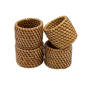 Anillos para Servilletas Tejidos a Mano, Naturales, Personalizables, Juego de 4 Piezas, para Hoteles y Restaurantes, Artículo de Vajilla - Product Image 1