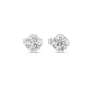 Boucles d'oreilles de fiançailles en or rose 14 carats avec diamant rond cultivé en laboratoire pour femmes |   Nouveau diamant cultivé - Product Image 2