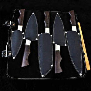 Damascus Steel Chef Knife Set with Leather Cover High Quality <b>Kitchen</b> Knife Set for Daily Cooking and Meal Preparation - Product Image 3